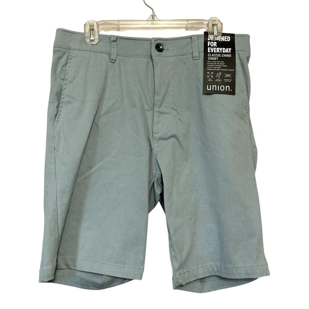 Union Men's Blue/Green Chino Twill Shorts Comfort Flex 32 NWT